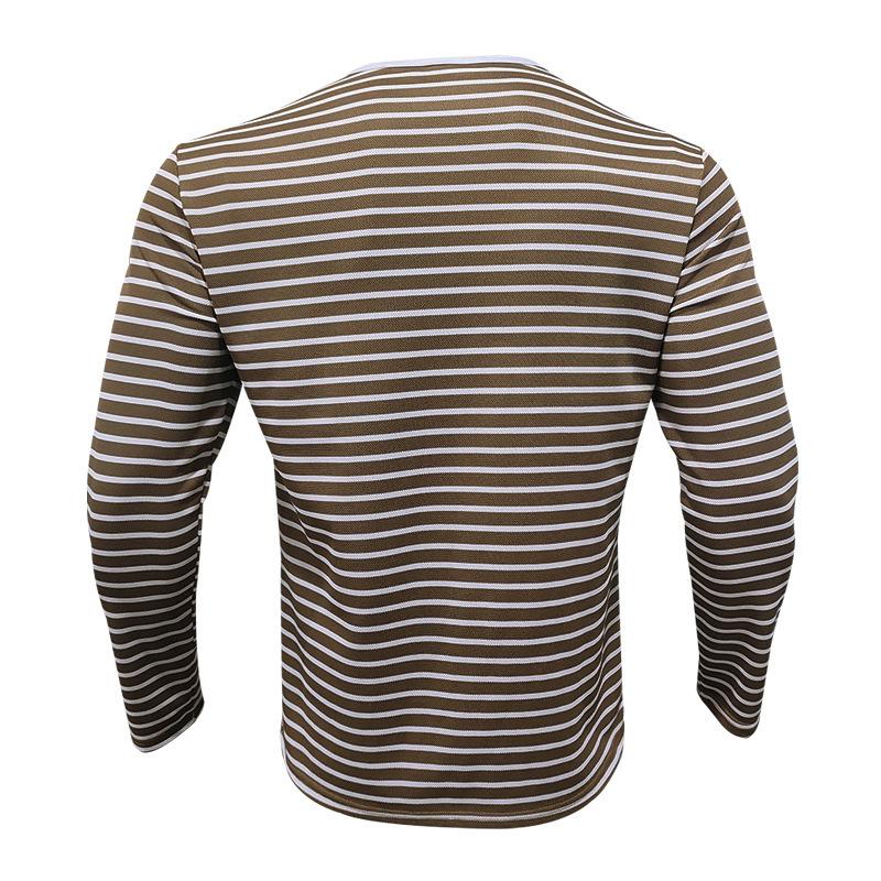 Men's Striped Henley Long Sleeve T-Shirt Slim Fit Versatile Base Layer for Autumn Winter