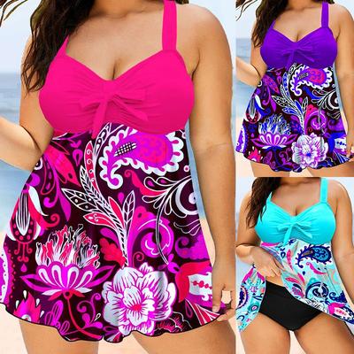 Digital Printed Skirt Split Triangle Pants Conservative Women's Swimwear