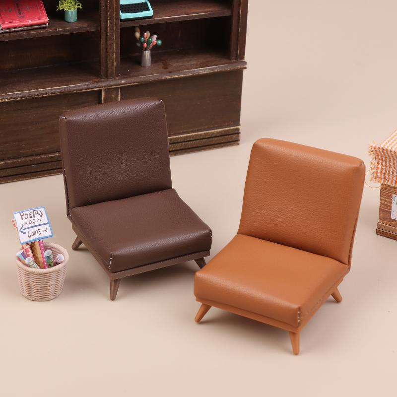 1:12 Scale Dollhouse Miniature Single Pu Leather Sofa Chair Doll House Living Room Furniture Model For Diy Scene Decoration