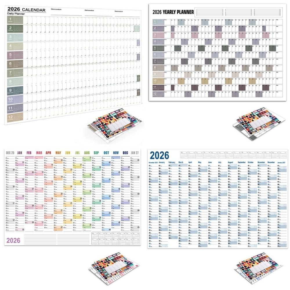12 Month Wall Calendar 2026 30x20 in Wall Mount Fitness Schedule with Label Stickers Non Laminated Annual Planner Office Use