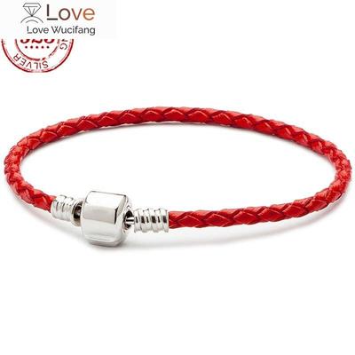 3mm Lederseil Einzelschlaufe Armband mit Silberverschluss Charms Original Lederarmband Schmuck Damenmode Geschenk