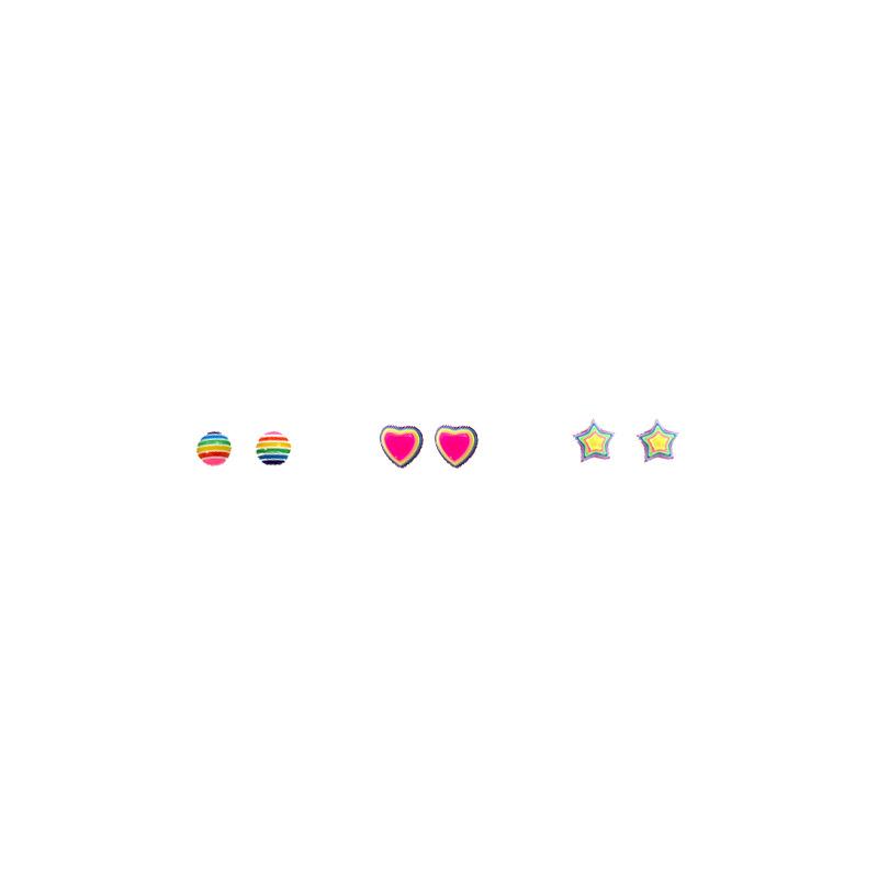Rainbow Candy Star Bead Stud Earrings Set, Dopamine Color Love Earrings, Simple And Compact Earrings.