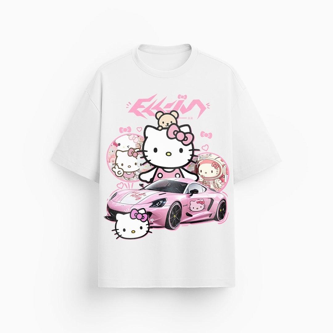 

2026 Hello Kitty Cartoon Anime Women Tshirt Summer Short Sleeve 100 Cotton Unisex Tee Shirts Tops New Fashion Couple Clothing S