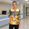 Women's Halloween Costume Top V-Neck Pockets Side Slit Three-Quarter Sleeves