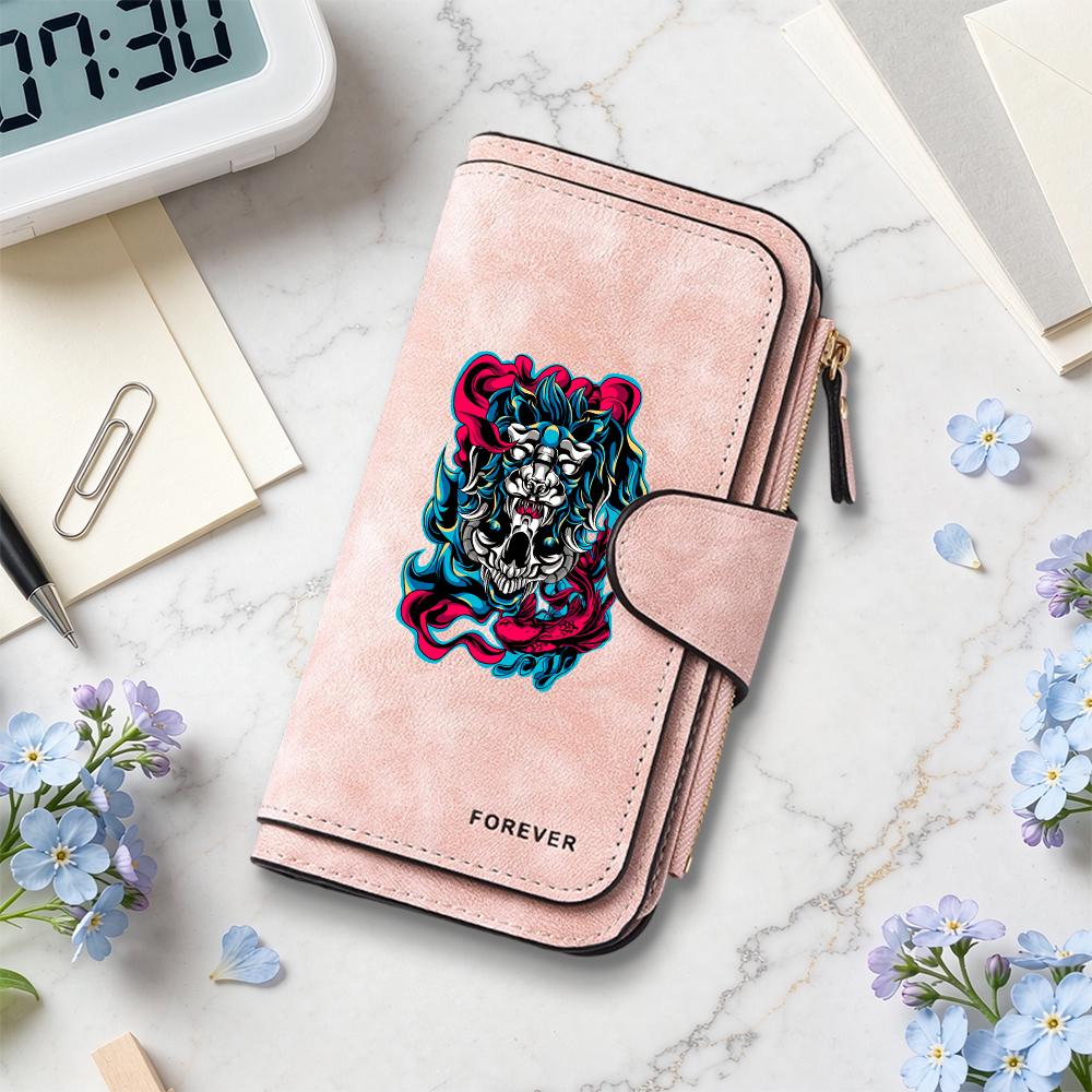 Stylish Pattern Long Wallet Forever Printed Purse Portable Daily Use Card Holder Fashion Casual Zipper Purse