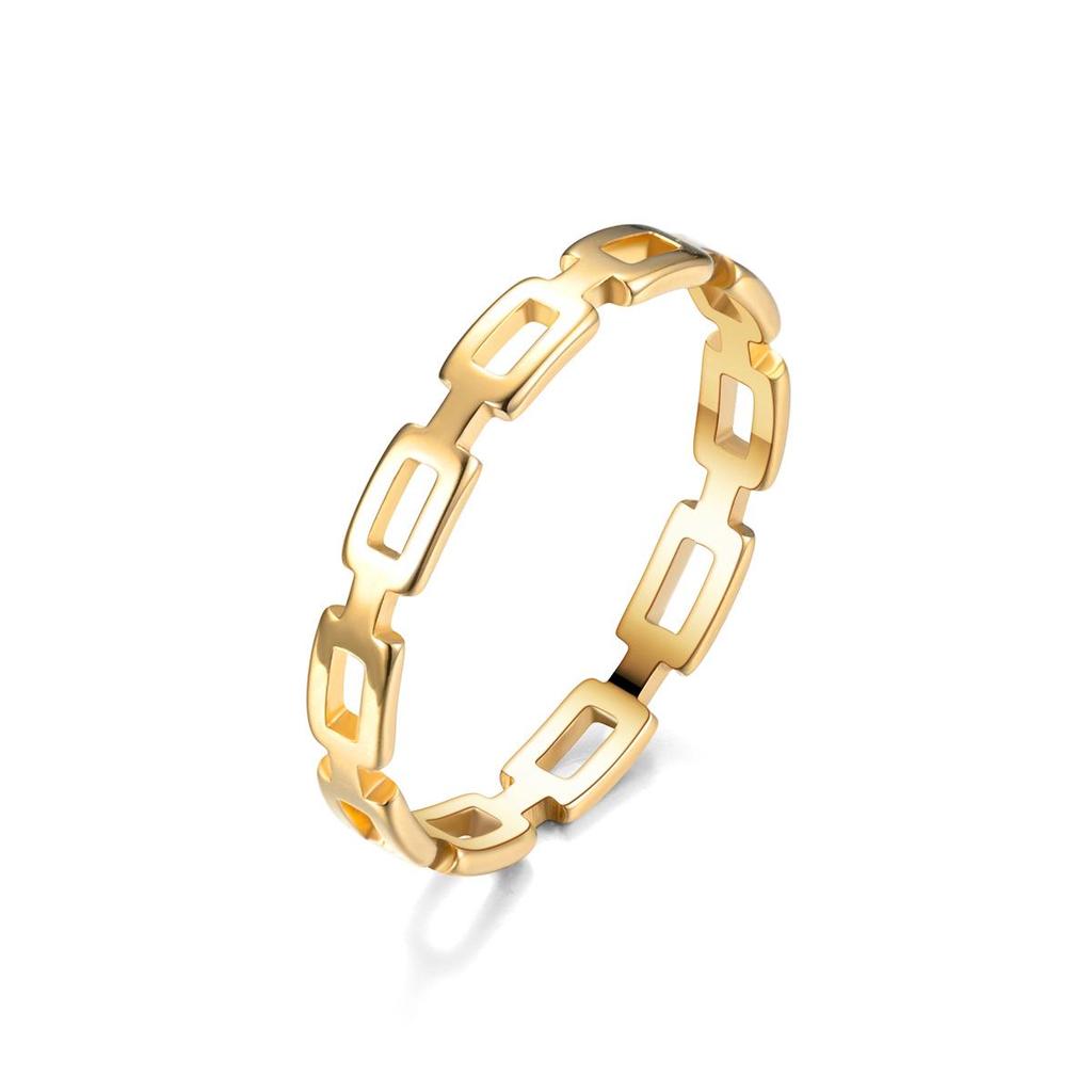 Stainless Steel Cutout Women's European & American Non-Fading Luxury Couple Matching Ring Band