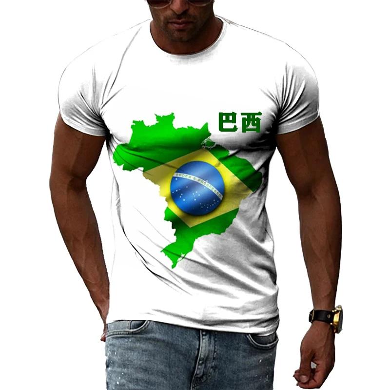 Brazilská vlajka 3D tisk triček letní pánské a dámské krátké rukávy ležérní trička módní streetwear Harajuku tričko dětské topy oblečení