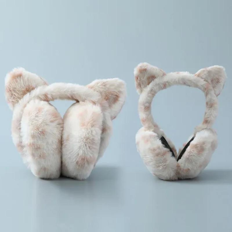 Cască de urechi de pisică leopard de iarnă, drăguț de pluș, husă pentru urechi din blană moale, căști calde, pentru urechi, pentru copii, adulți, pentru copii
