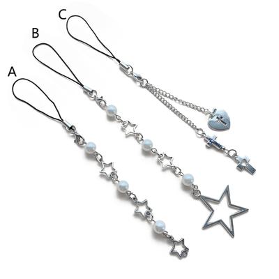 Lovely Pentagram Star Cross Phone Charm Straps Car Keys Hanging Pendants Bag Decoration Lanyard Women Purse Accessories
