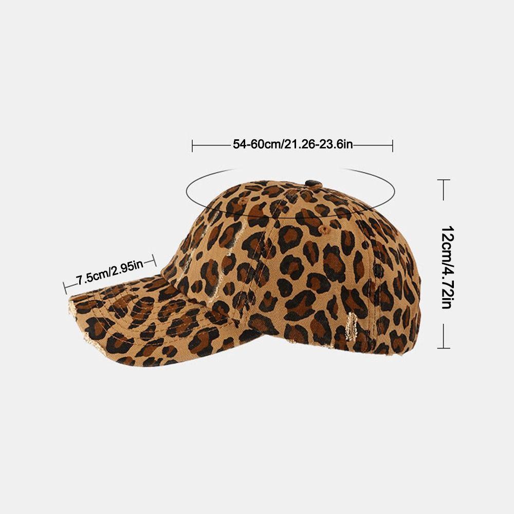 Retro Distressed Leopard Print Baseball Hat Adjustable Sun Hat Trendy Cool Baseball Caps  Women