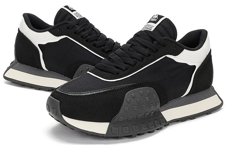 Men's Sneakers Kappa Fabric Low top Running Shoes Unisex Black White