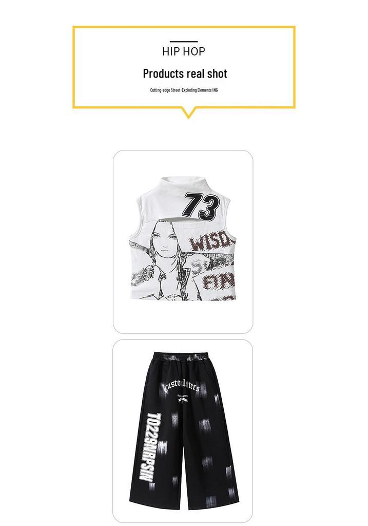 Trendy Girls' Jazz & Hip Hop Dance Crop Top Performance Costume