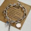 PANJBJ 925 Sterling Silver Metal Bracelet for Women Vintage Handmade Simple Retro Heart Chain Bracelet Birthday Gift Wholesale