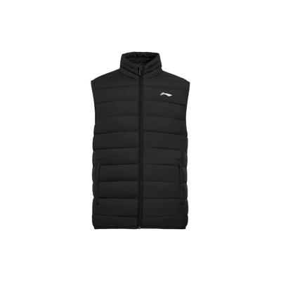 Li Ning Badminton Series Solid Color Stand Collar Down Vest Unisex Vests Black AMRT063-1