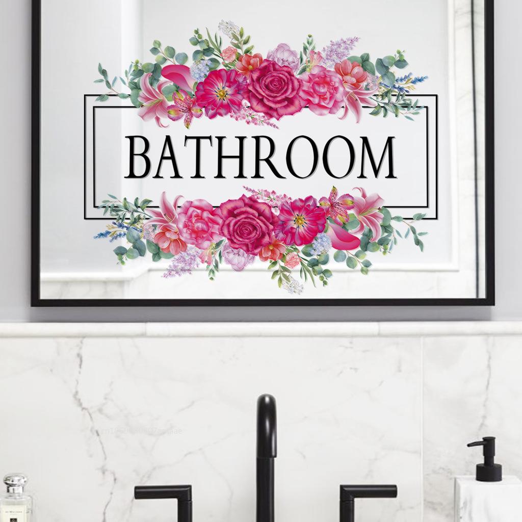 Bathroom Toilet Flower Signage Wall Stickers for Bathroom Decor Room Decor Aesthetic Home Decoration Accessories Toilet Stickers
