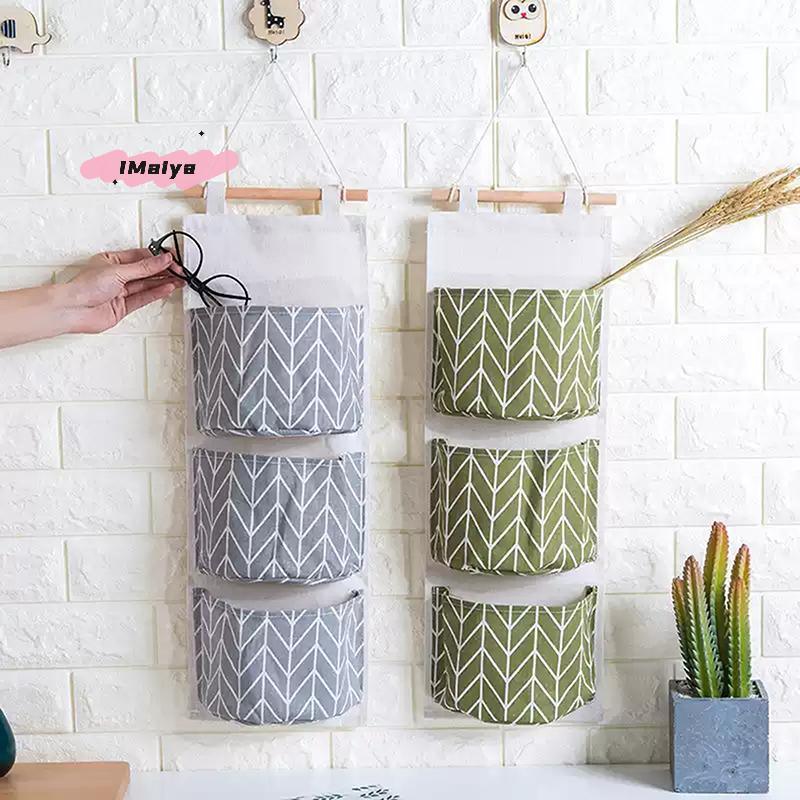 Wall Hanging Three-Pocket Storage Bag for Dormitory Home Organization - Efficient Space Saver for Closets And More