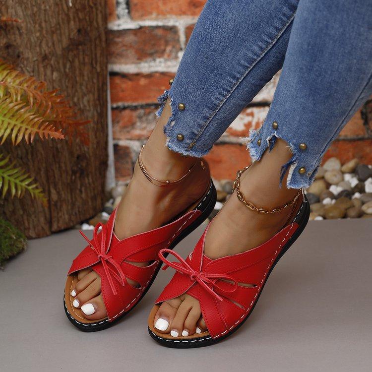 Summer Fashion Women Bow Wedges Slippers Platform High Heels Shoes Beach Flip Flops Female  Sandals Casual Slides Big Size 43