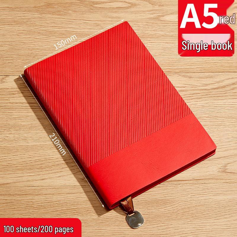 Custom Twill A5 Soft Leather Notebook with Logo - Perfect Business Gift Box for Clients 200 Pages A5 красный