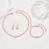 Shiny Rhinestone Necklace and Earrings Set Simple Geometric Trendy Jewelry for Women Silver Gold Rose Gold Black