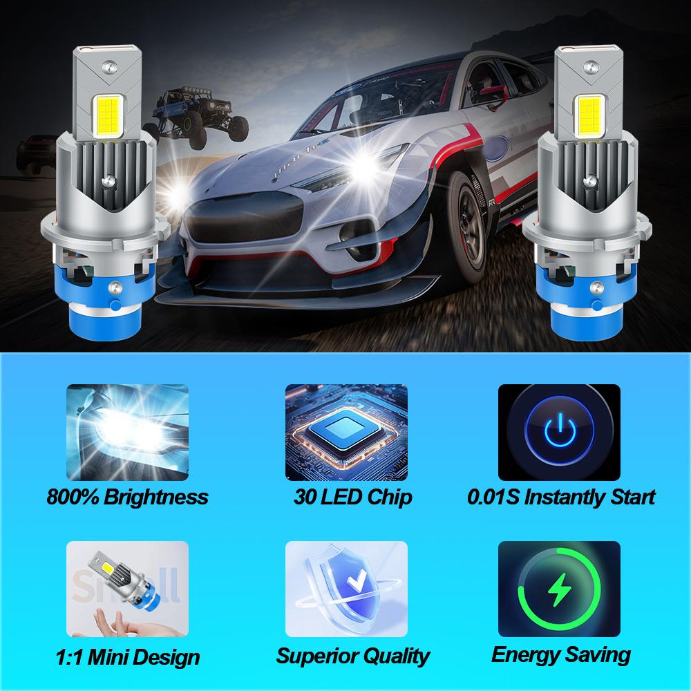 Canbus No Error New LED Headlight D4S/D4R 20000LM 200W High Power Lamp with Cooling Fan  3570 CSP Chip Auto Lights
