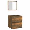 Bathroom Cabinet with Mirror Smoked Oak Wood Based Material