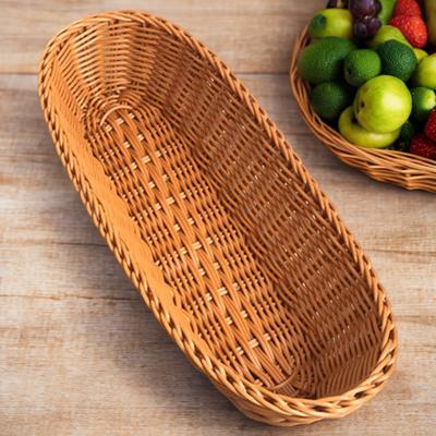 Oval Shaped Fruit Baskets Imitation Rattan Large Capacity Food Basket Fit For Bread Candy Fruit Vegetable Storage Kitchen Supplies