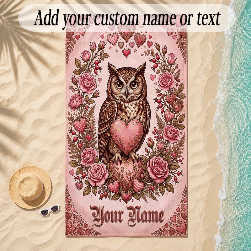 Birds Theme Soft Beach Towel Personalized Custom Name Text Towel Portable for Beach Pool Travel