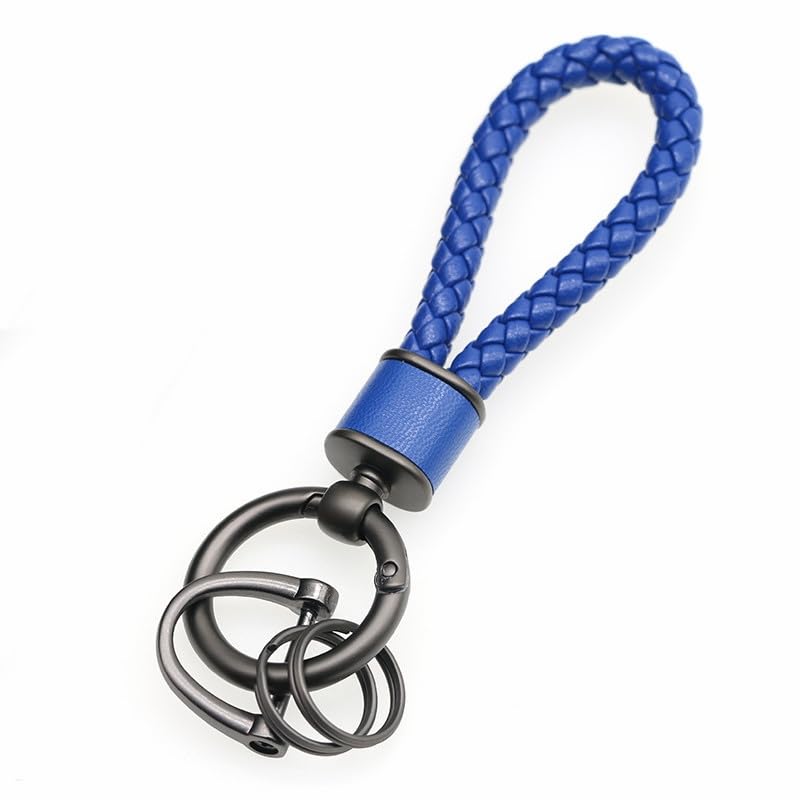 

Брелок Rockyu, мужской, женский, плетеный кожаный, кольцо для ключей автомобиля, простой, стильный, легкий, прочный, подарок, синий