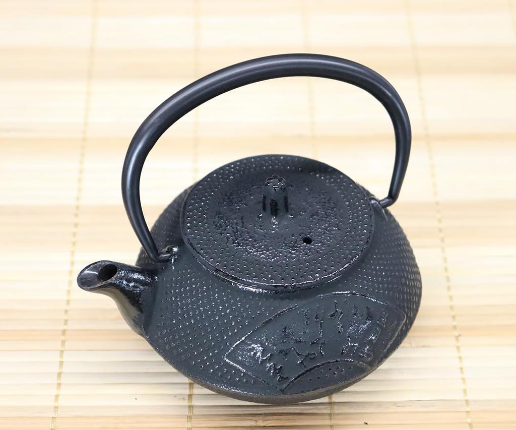 Asahi Made In Japan Nanbu Iron Teapot Chusonji Tea 0.3L (With Strainer/Enameled Inside)