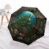 Oceanic Serenity pattern umbrella, portable and foldable design, 8 ribs, a casual accessory for Halloween, Christmas, and birthday gifts.