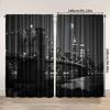 Flat Party Curtain Designer New York City Night View Life Brooklyn Manhattan Fabric Without Curtains Set Of 2 Made Polyester Machine Washable