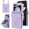 Case for Samsung Z Flip 7 6 5 4 3 Card Slot Wallet Crossbody Ring Folding Screen Protective Case Anti-Fingerprint Plain Shell
