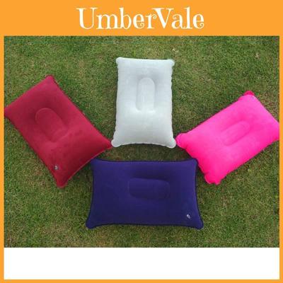 Lightweight Inflatable Pvc Camping Pillow Plush Soft Rectangular Travel Cushion