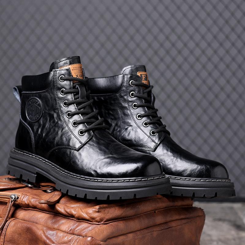 Bottes Martin pour hommes hiver velours épaissi chaussures montantes chaussures thermiques bottes en laine bottes de neige pour hommes 2025