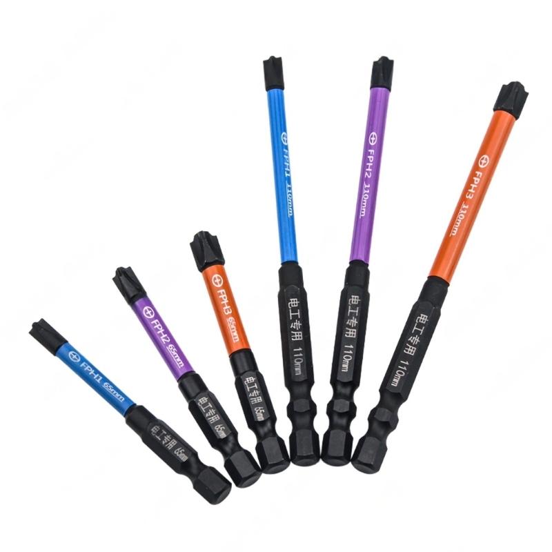 Professional Electrician Screwdriver 3pc Magnetic Driver Set High Hardness Alloys Steel Corrosion Resistant Black Phosphating Treatments