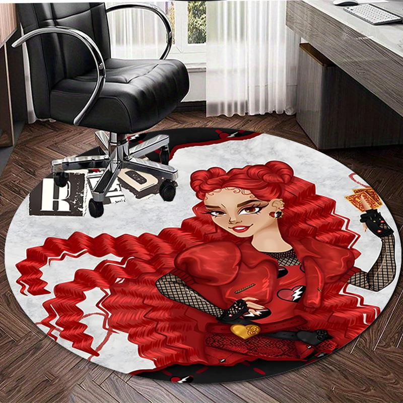 1pc Descendants The Rise of Red1 Design Printed Area Round Carpet for Bedroom Living Room Home Decor Rugs Mat Non Slip Mat Rug for Bedside