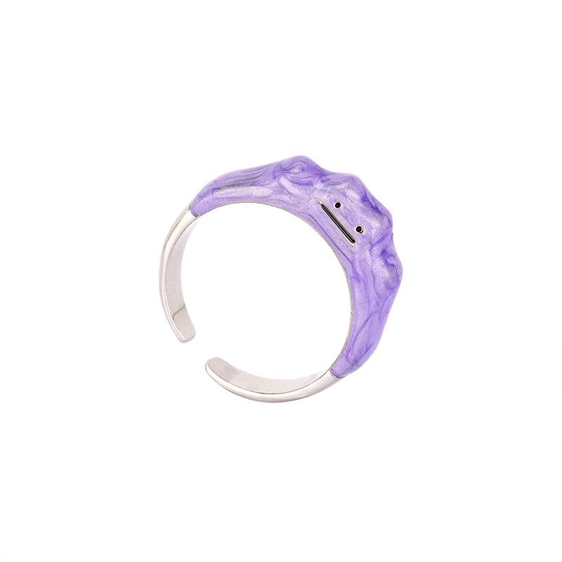 2021 Design Ins Wind Can Dream Purple Treasure Variety Cute Smiley Face Monster Ring adjustable open design