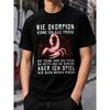 Men's Black Short Sleeve Crew Neck T-Shirt With Red Scorpion Graphic And German Text, Casual Streetwear For Scorpio Zodiac Enthusiasts