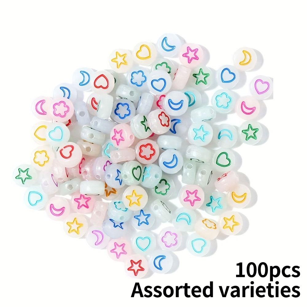 100/300/500/1000pcs Luminescent Acrylic 7mm Letter Beads A-Z Glow In the Dark with Loose Spacing Beads for DIY Necklace, Bracelet, and Jewelry Making