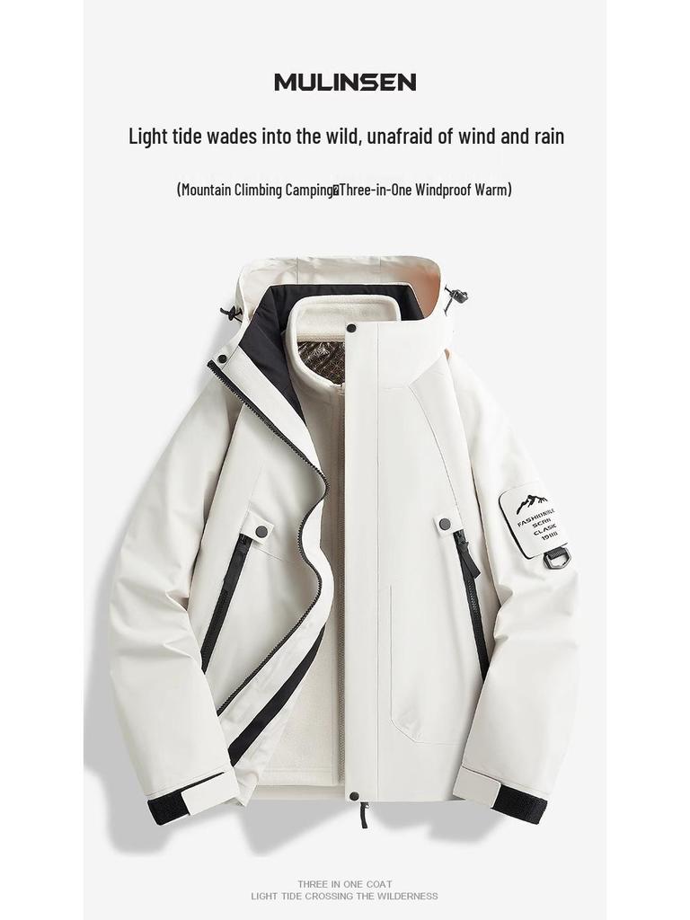 Unisex 3-in-1 Windproof Waterproof Hiking Jacket with Detachable Liner for Autumn/Winter