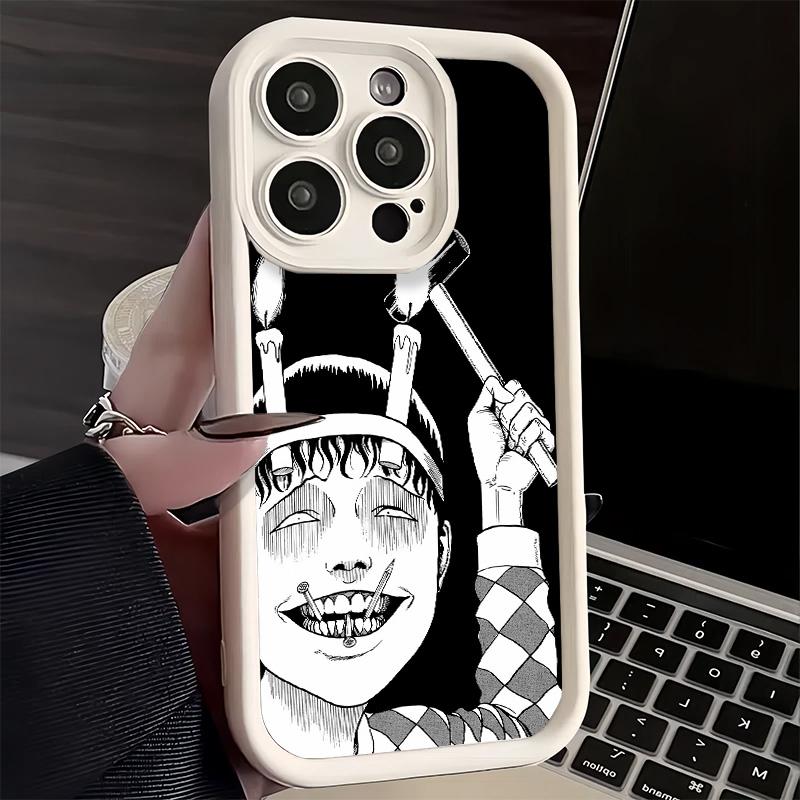 Phone Case for iPhone 17 Air 16E 15 16 Pro Max Japanese Horror Anime Cover 14 Plus 13 12 Mini Soft Shell Silicone Fundas