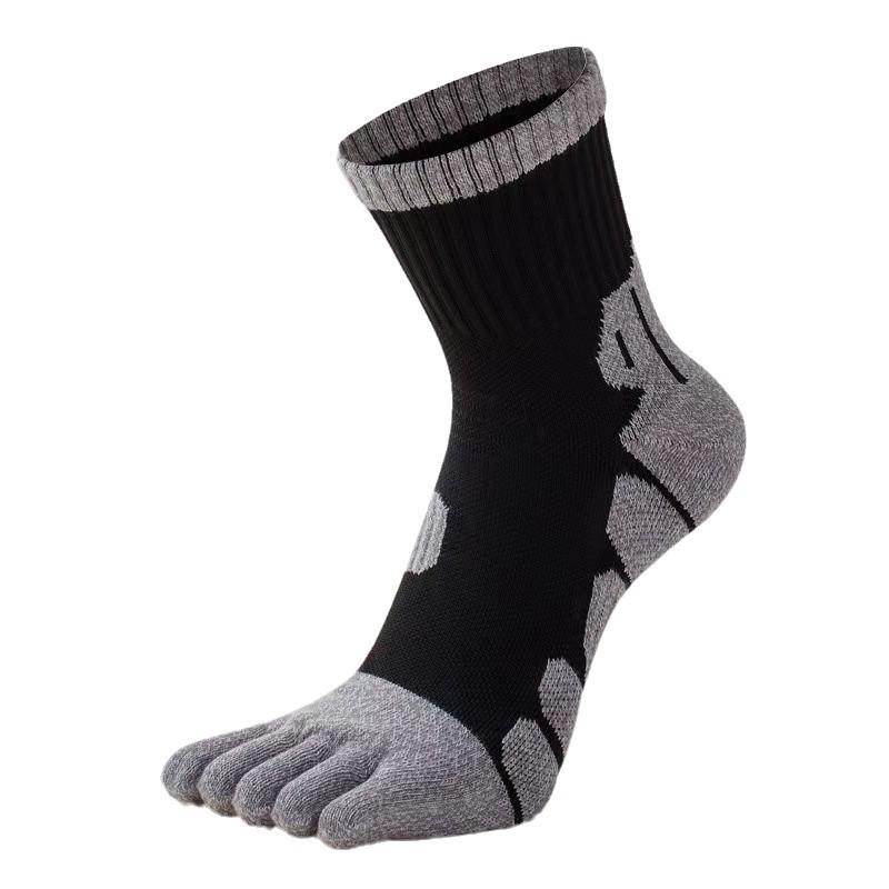 Men's Five-Toe Thick Terry Socks - Breathable, Sweat-Absorbent, Anti-Odor, Ideal for Autumn/Winter Outdoor Running