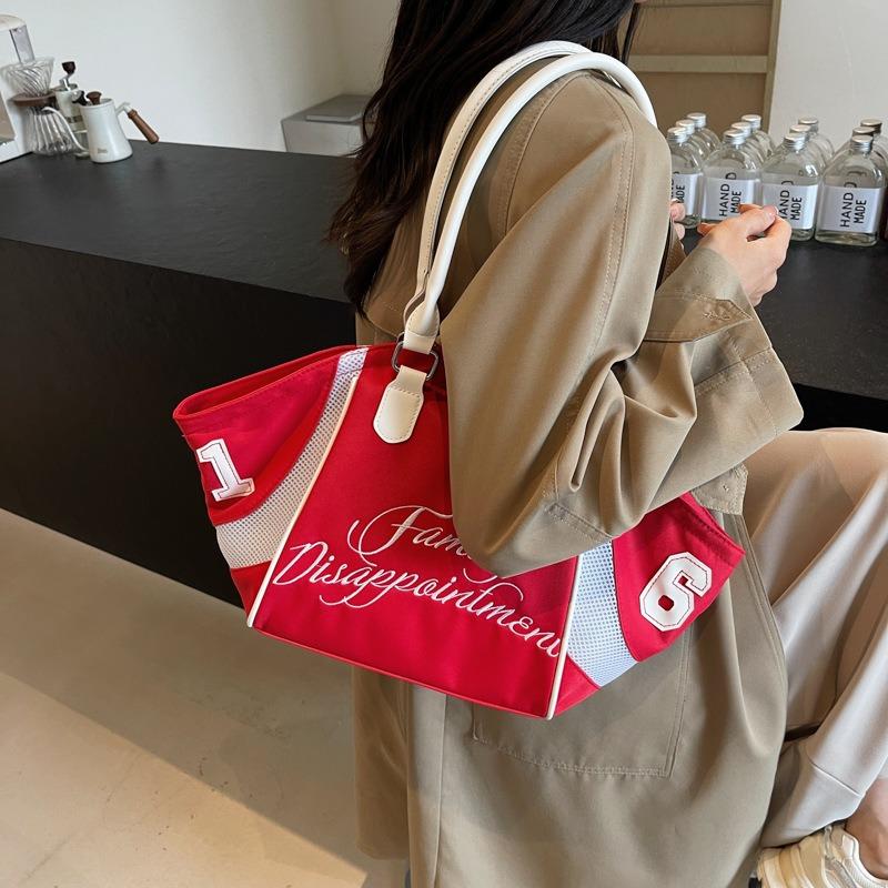 Large capacity handbag bag women's new embroidered letters shoulder messenger bag commuter casual tote bag simple
