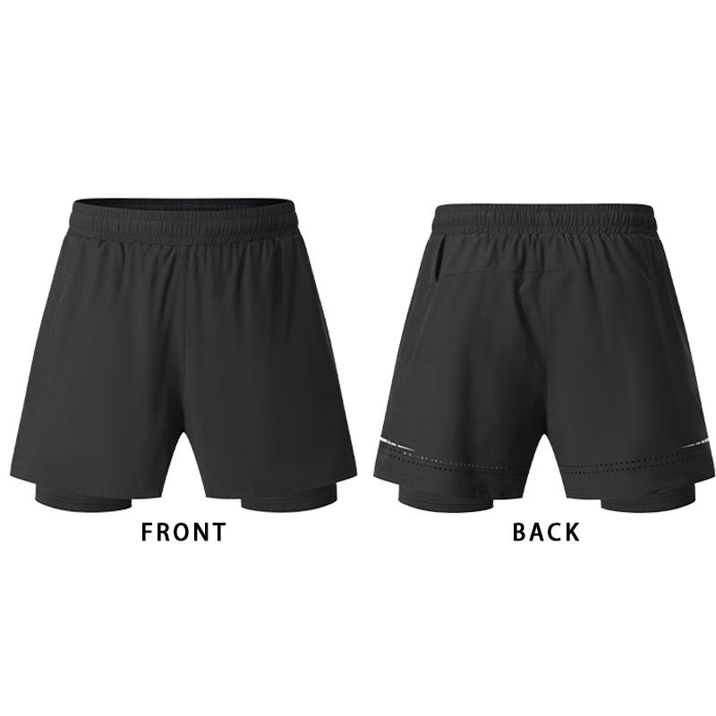 

Мужские шорты для марафона, тренировочные леггинсы, спортивная одежда для мужчин, для бега в спортзале, для мужчин, для баскетбола, фитнеса, двойные шорты, сухая посадка L чёрный