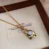 Hand Painted Oil French Revival Literary Necklace Baroque Pearl Collarbone Chain Temperament Earrings Baroque Pearl Chain