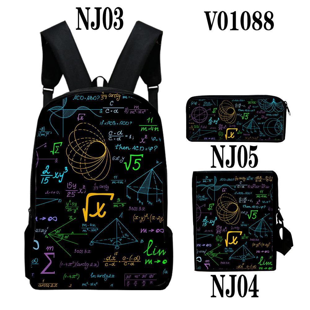 Klassieke Wetenschap fysische chemie Formule 3D 3 stuks/Set Schooltassen Laptop Dagrugzak Rugzak Schuin gedragen schoudertas Etui