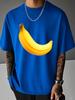 T-shirt Unisex Estiva Bianca a Maniche Corte Stampa Grafica Realistica Frutto Banana Gialla Girocollo Larga Casual da Uomo Abbigliamento Quotidiano da Strada Top