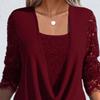 Kvinners blonder strikket langermet bluse Topper Dame Casual Løs plissert T-skjorte T-skjorte