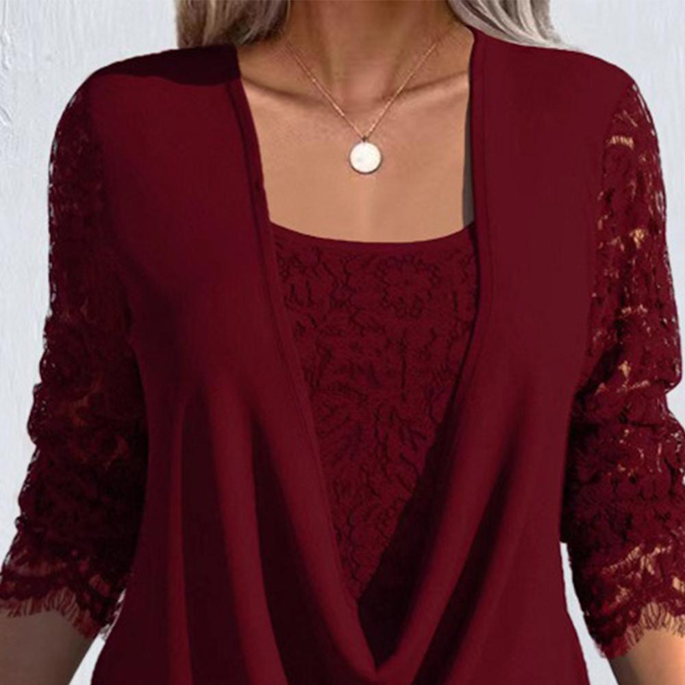 Kvinners blonder strikket langermet bluse Topper Dame Casual Løs plissert T-skjorte T-skjorte