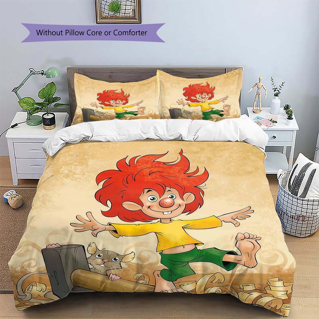Pumuckl Pattern Bedding Quilt Set Home Decoration Gift (1 * duvet cover + 2 * pillowcase without core)